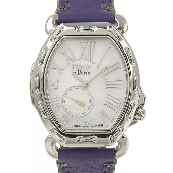 FENDI Celeria Watches 8400M White shellDial Stainless Steel/Embossed Leath... - Picture 1 of 8